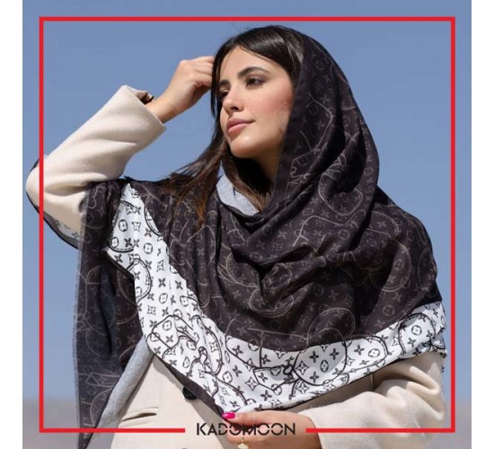 شال پاییزی سفید و مشکی